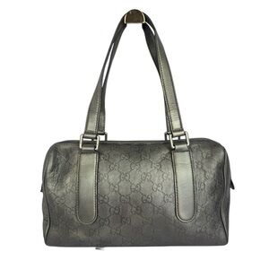 Gucci Metallic Charcoal GG Embossed Leather Shoulder Bag